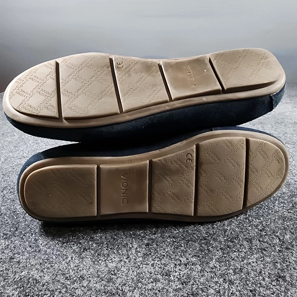 Vionic Debbie Loafers Womens 9 Wide Navy Blue Suede Driving Mocs Orthaheel‎
